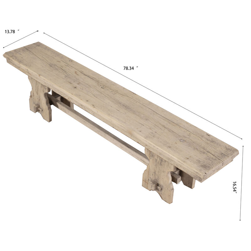 Solid Elm Bench in Weathered Natural image number 1