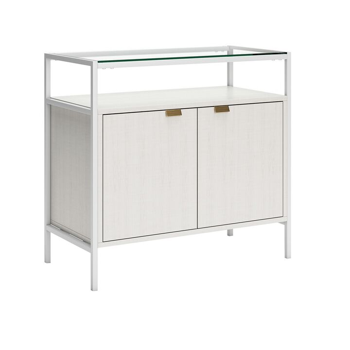 Deni 32 Inch Small Sideboard Bookcase, One Shelf and 2 Doors