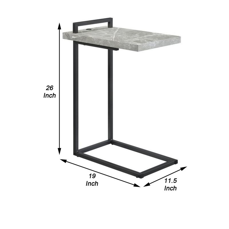 Side Table with Plugin and Cantilever Base, Gray-Benzara