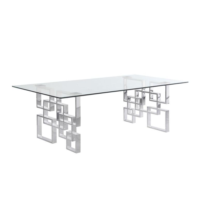 7-piece glam dining set with 6 Black chairs and one 95" glass  table