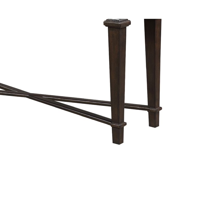 Tabby Sofa Console Table, 56 Inch Top, Cross Stretcher, Espresso Brown image number 3