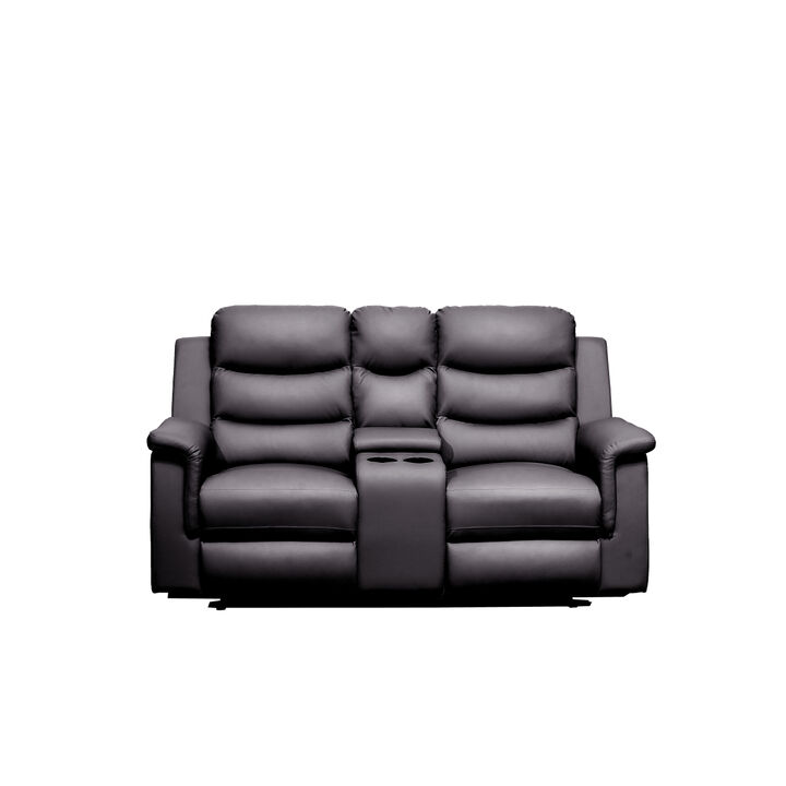 Reclining Loveseat with Middle Console Slipcover, Stretch Loveseat Reclining Sofa Covers (BLACK, 2 Seat Recliner Cover with Console)