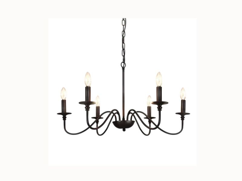 6-Light Black Farmhouse Chandelier – Rustic Candle Pendant for Dining Room, Kitchen Island & Bedroom