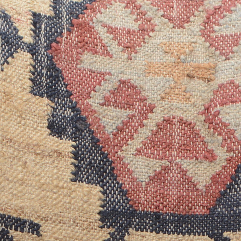 Hivvago 26 Inch Beige Blue and Red  Jute Southwestern Wingback Chair