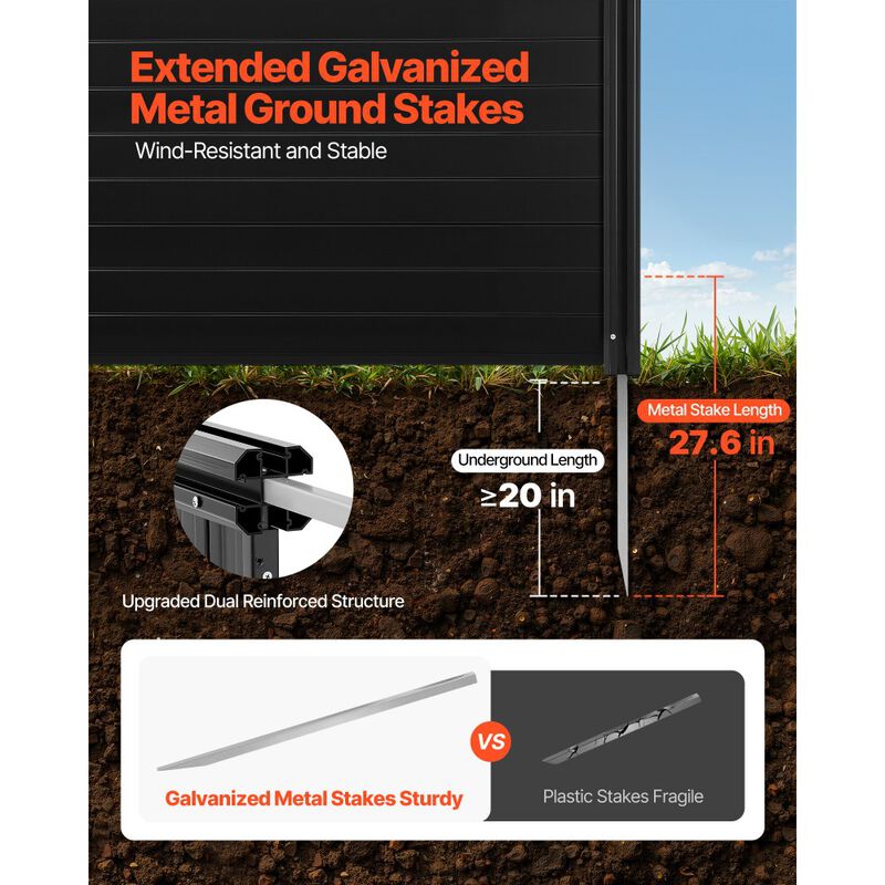 2-Panel Horizontal Vinyl Privacy Screen with Ground Stakes for A/C Units and Trash Cans-Black image number 6