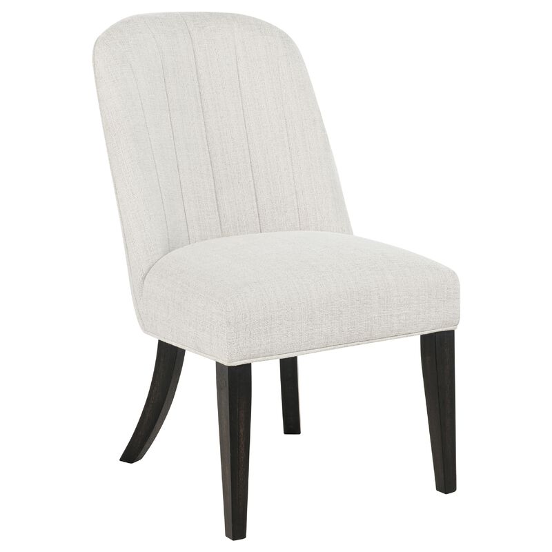 Lina Dining Side Chair Set of 2, Cream Upholstery, Brunished Black image number 2