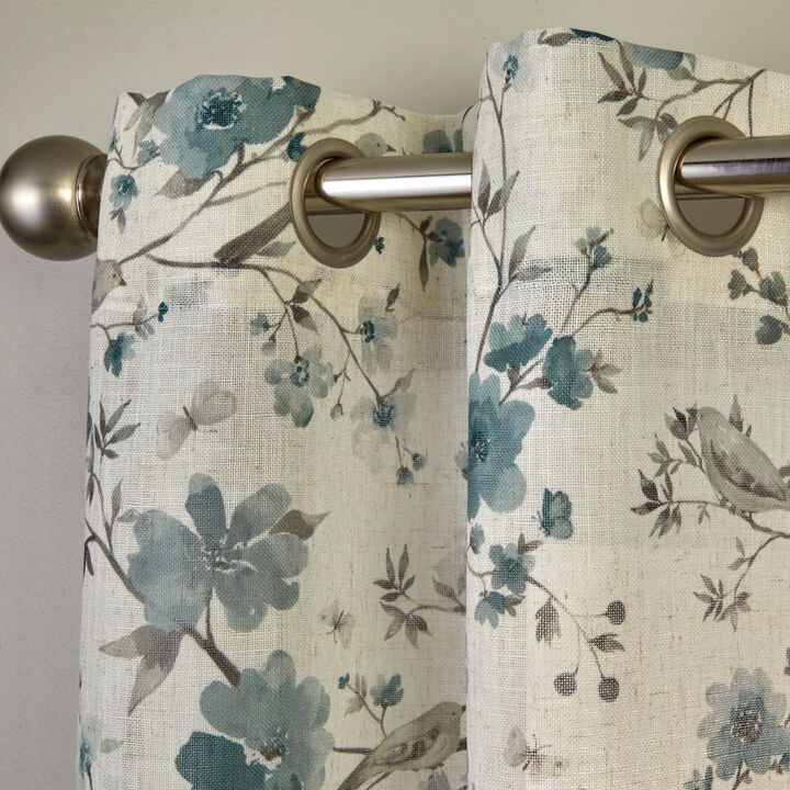 SKL Home By Saturday Knight Ltd Shelby Floral Window Curtain Panel - 52X84", Teal