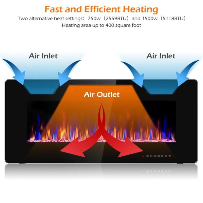 Hivvago Recessed Ultra Thin Electric Fireplace with Timer