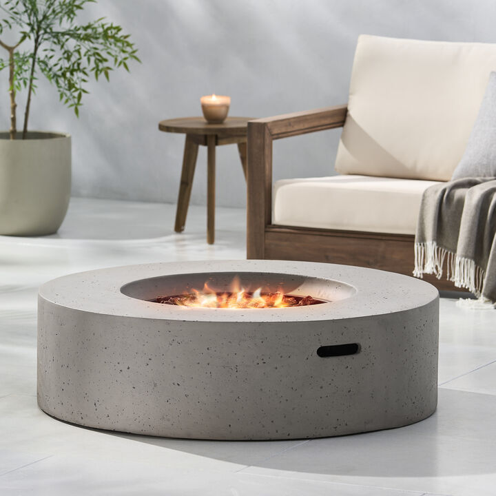 Christopher Knight Home Aidan Outdoor 50,000 BTU Lightweight Concrete Circular Fire Pit Table