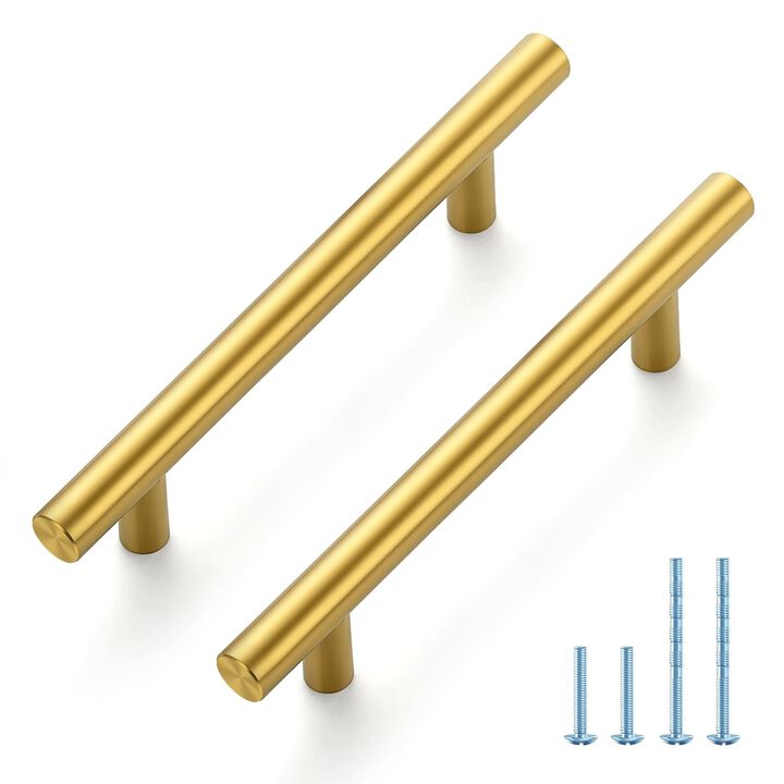 JOY DECOR 25 Pack 6-3/8 Inch Cabinet Pulls Kitchen Cabinet Handles with 4 Inch Hole Center Brushed Brass Cabinet Hardware Stainl