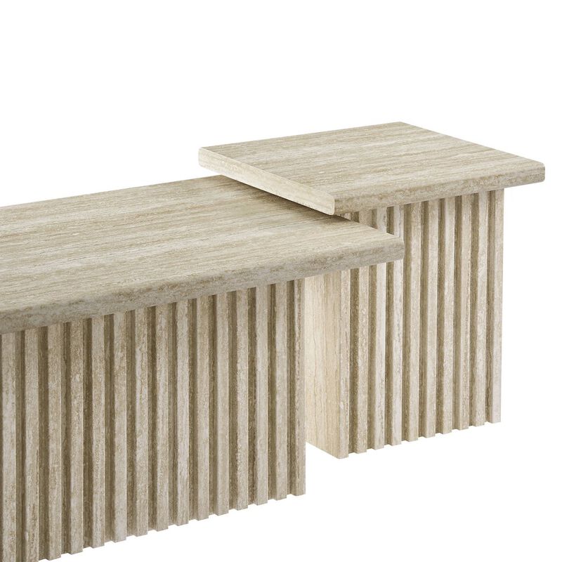 Modway Render Nesting Faux Travertine Coffee Tables Set of 2