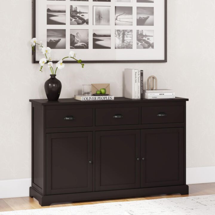 Hivvago 3 Drawers Sideboard Buffet Storage with Adjustable Shelves