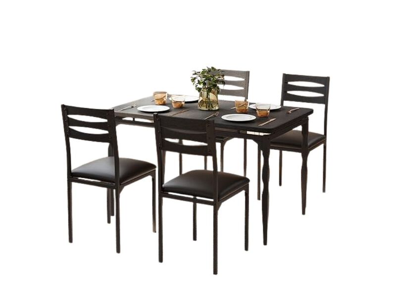 Dining Set &ndash; 5‑Piece Black Industrial Table with 4 Chairs, Space‑Saving Design image number 0
