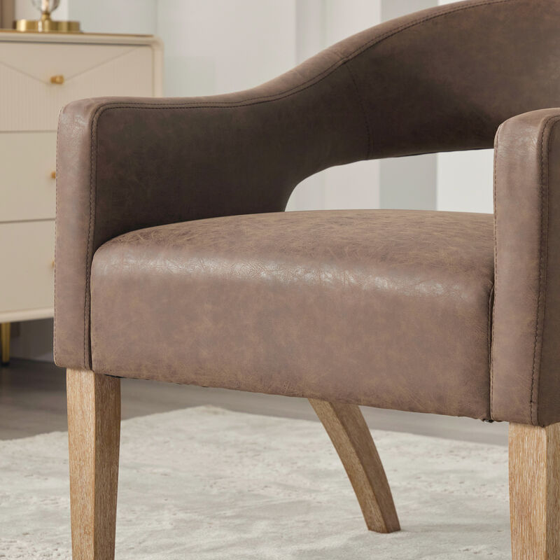 GOODSILO Modern Upholstered Accent Armchair Barrel Dining Chair Hollow-Out Side Club Chair image number 7