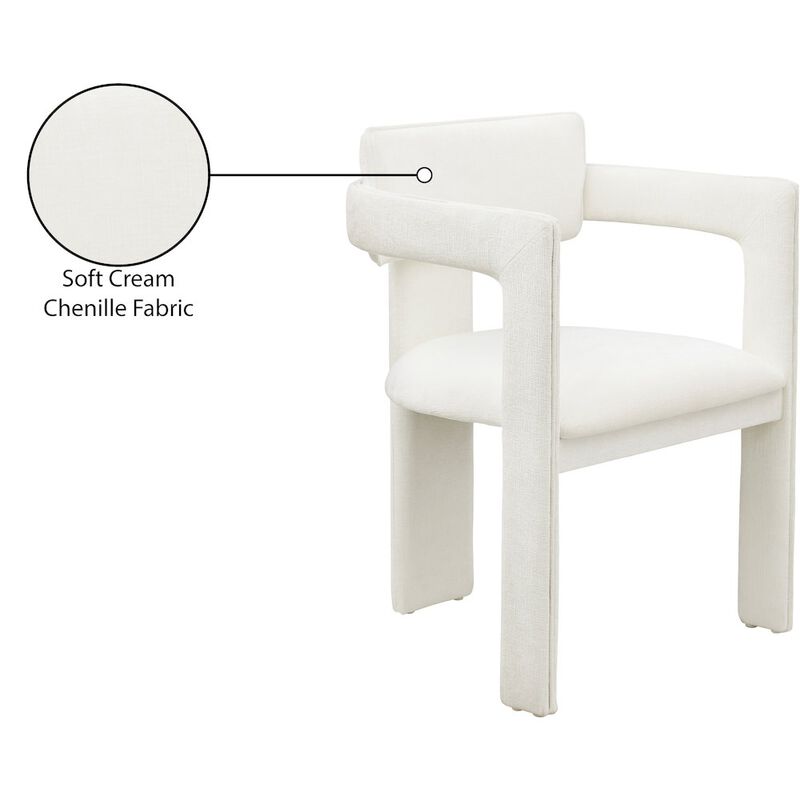 Meridian Furniture Brenda Cream Chenille Fabric Dining Chair, Set of 2
