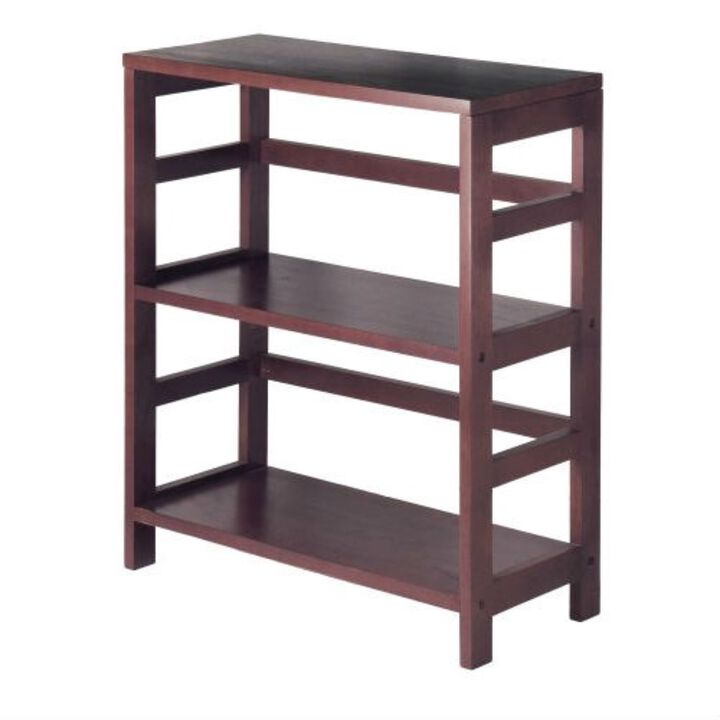 QuikFurn Contemporary 3-Tier Bookcase Storage Shelf in Espresso Wood Finish