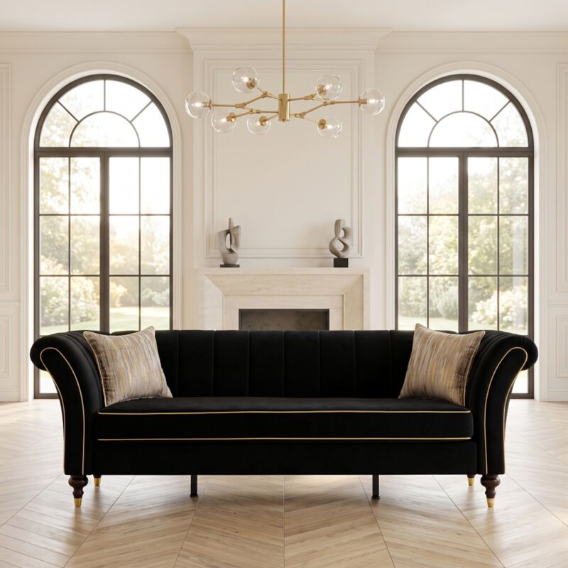 Nixbix Velvet 3‑Seater Chesterfield Sofa image number 1