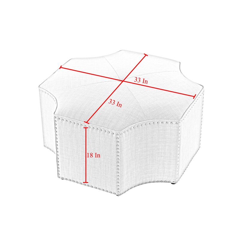 Nicole Miller Arminori Leather/Velvet/Linen Octagon Cocktail Ottoman