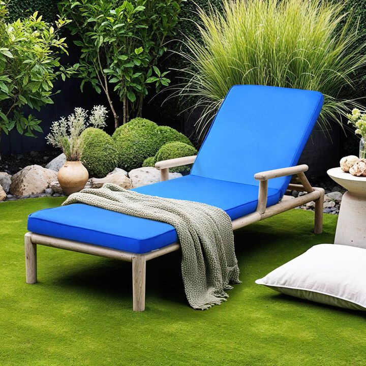 Outdoor Chaise Lounge Cushion, Waterproof & Fade-Resistant Patio Lounger Pad - Blue