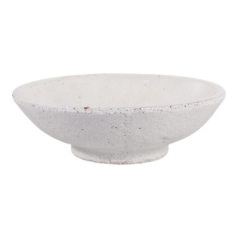 12" Crackle Finish Bowl, White image number 0