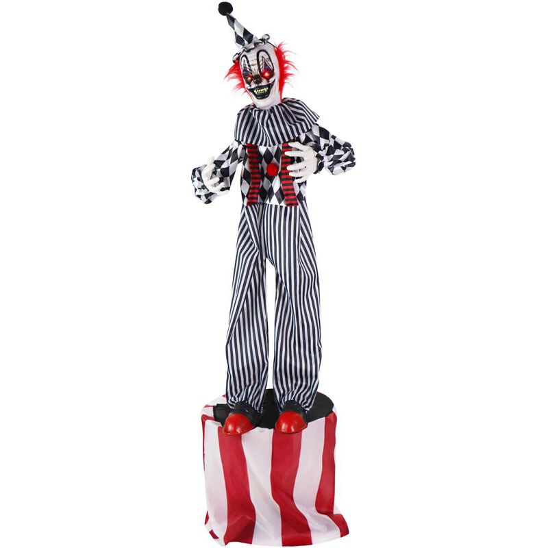 Haunted Hill Farm 6FT B/W Animated Circus Clown on the Stage image number 0