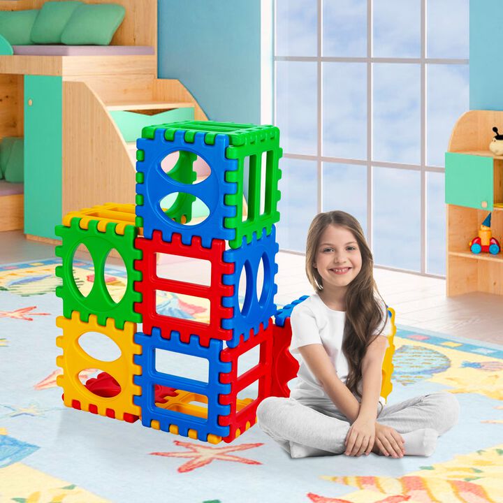 Educational Big Waffle Block Set for Kids &ndash; 32 Pieces-Multi