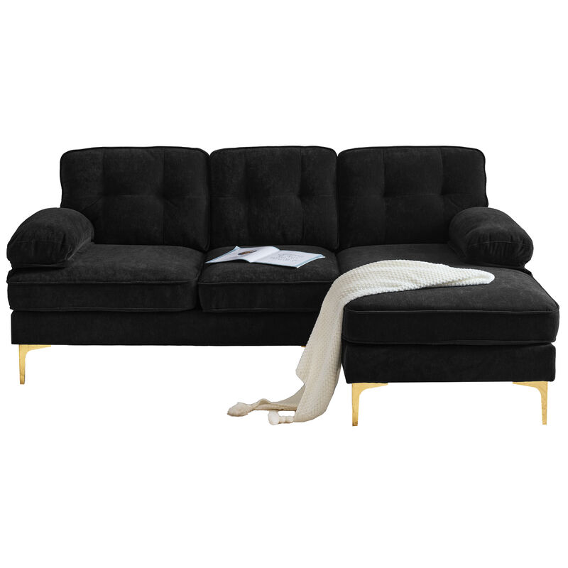 Whisen 82.6" Modern Sectional Sofas Couches Velvet L-Shaped Couches