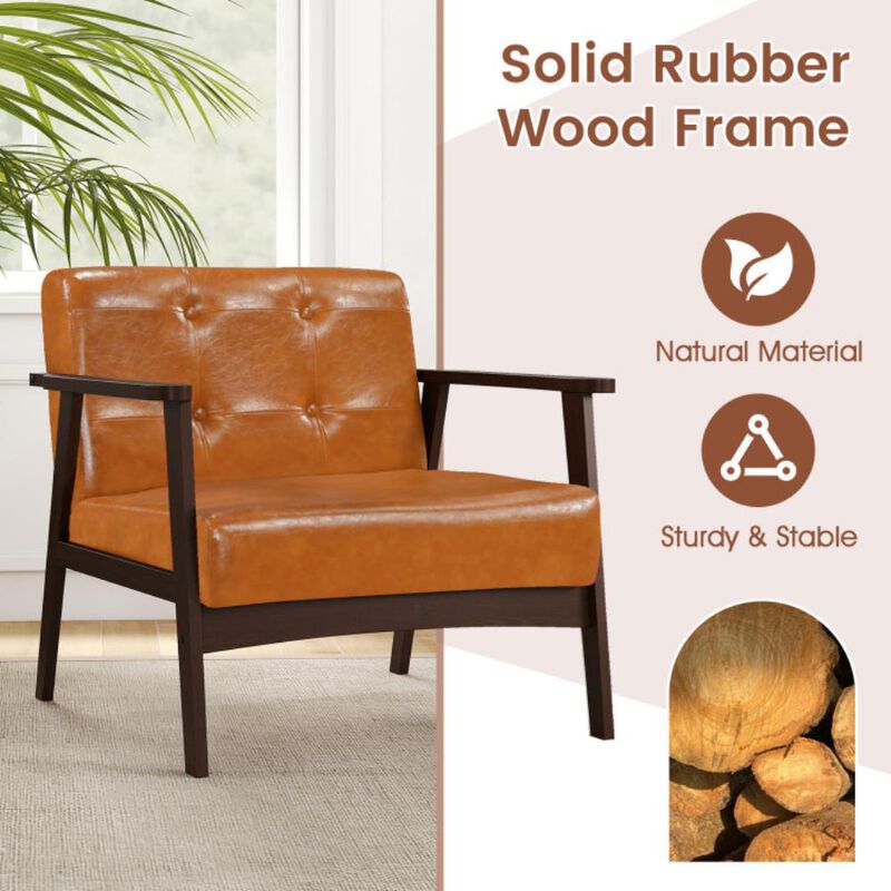 Rubber Wood Frame Accent Chair with Armrest image number 5
