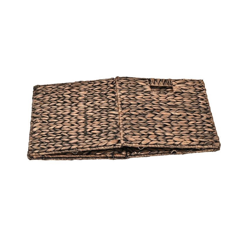 Bryce Classic Farmhouse Handwoven Hyacinth Collapsible Storage Cube Baskets with Handles