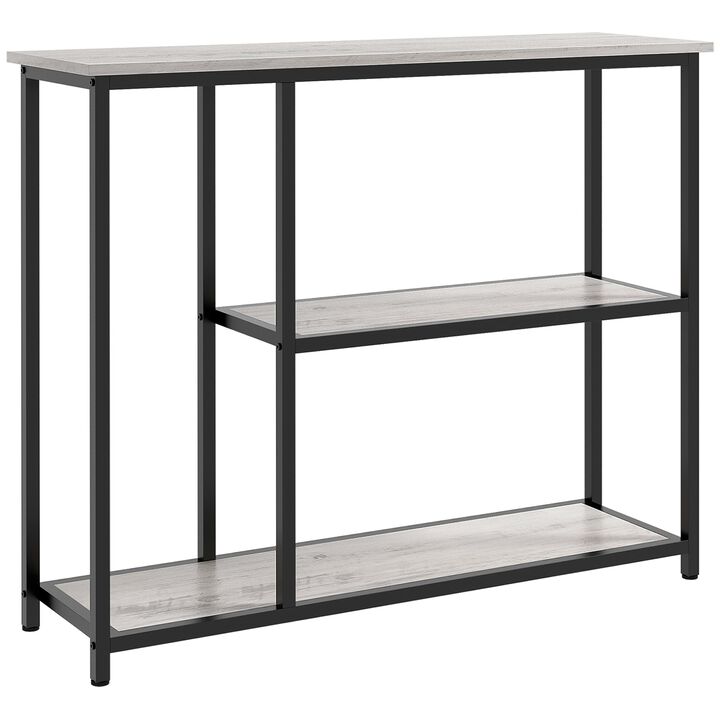 39" Console Table, Entryway Table with 2 Storage Shelves, Steel Frame, Narrow Sofa Table for Living Room