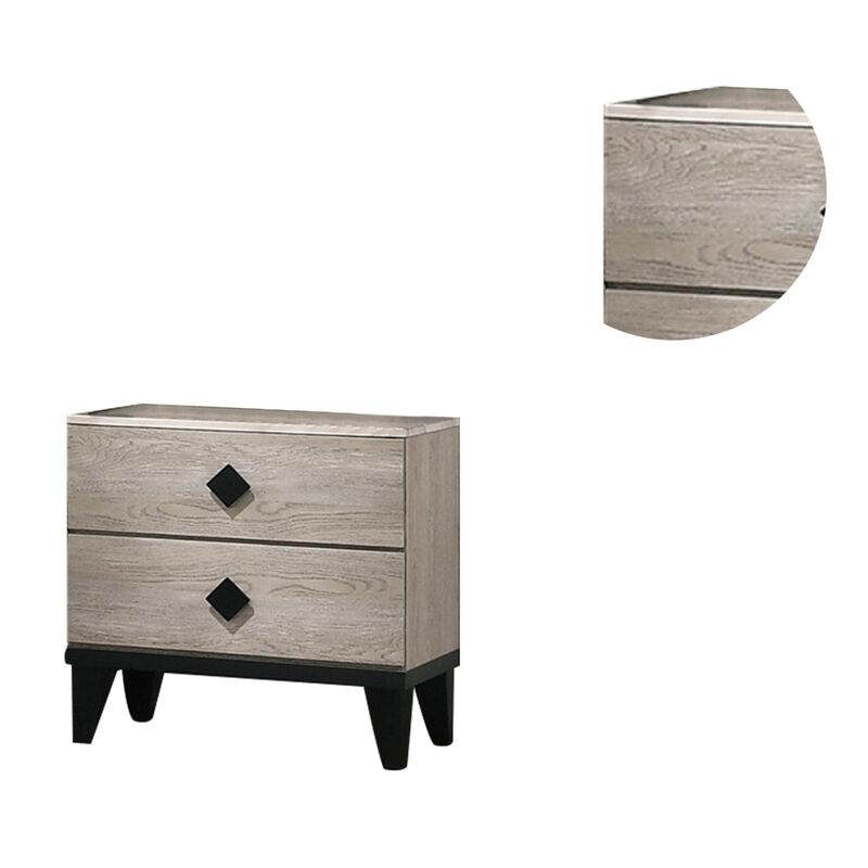 Streamdale Smithson Nightstand With 2 Drawers Storage In Cream Finish