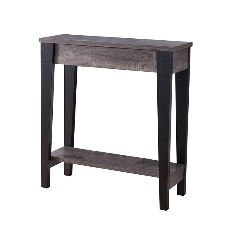Wooden Console Table With Bottom Shelf, Black And Gray