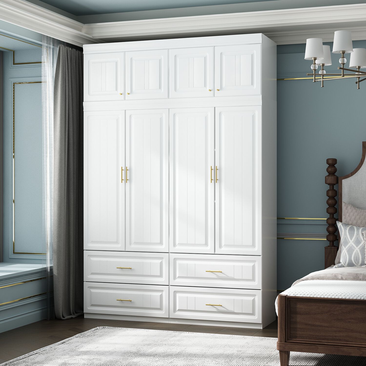 Fufu&gaga 8-Door Wardrobe Closet with 4 Drawers