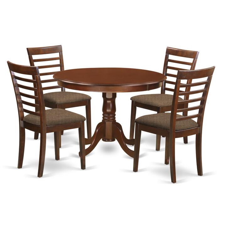 5 Pc set with a Kitchen Table and 4 Kitchen Chairs in Mahogany