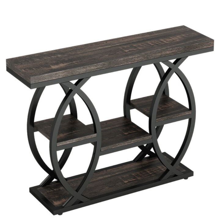Sofa Console Table, 4-Tier Entryway Table with Storage Shelves