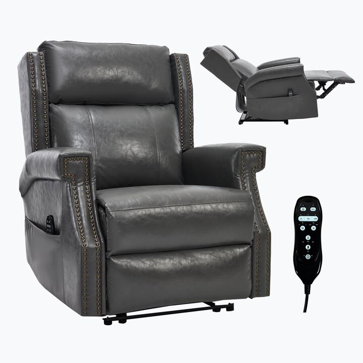 Manual Recliner Chair in Faux Leather for Living Room with Heavy Duty Motion Mechanism, 8 vibrating nodes and 3 massage modes