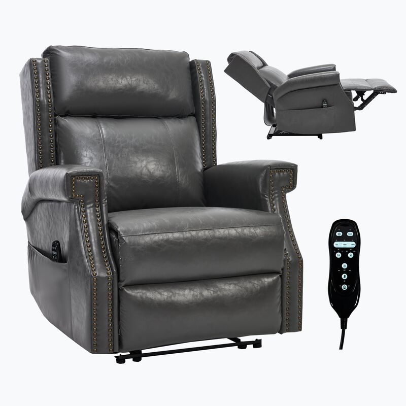 Manual Recliner Chair in Faux Leather for Living Room with Heavy Duty Motion Mechanism, 8 vibrating nodes and 3 massage modes image number 0