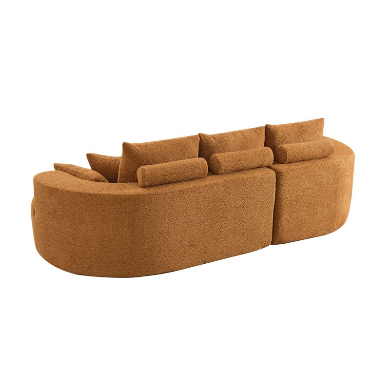 Christopher Knight Home Edana 106" Modern Cozy Upholstered 4 Seater Curved Sectional Sofa with 7 Pillows