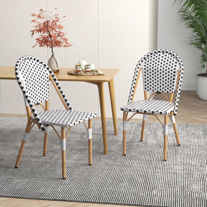 Hivvago French Bistro Chair Set of 2 with Galvanized Metal Framex