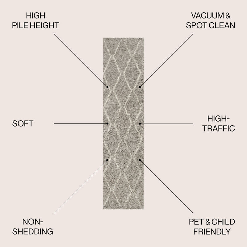 Catala Moroccan Diamond Shag Gray/Ivory Rug