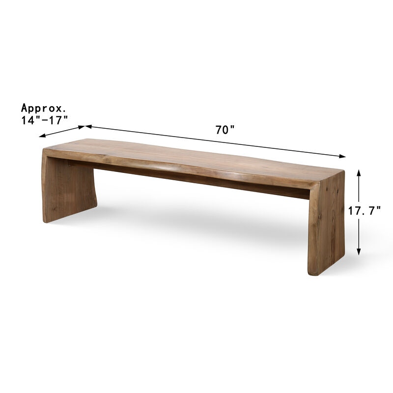 Solid Walnut Entryway Bench in Natural Wood image number 2