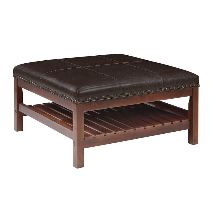 Convenience Concepts Designs4Comfort Silverton Coffee Table Cocktail Ottoman with Storage Shelf