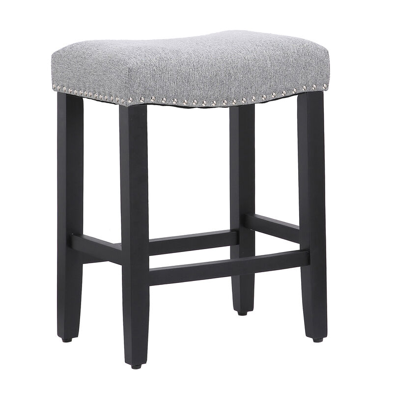 WestinTrends 24" Upholstered Saddle Seat Counter Stool (Set of 2)
