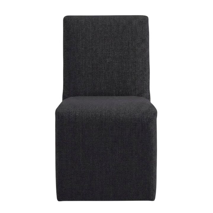 Wooden Upholstered Dining Side Chair with Cushioned Seat, Slate Blue