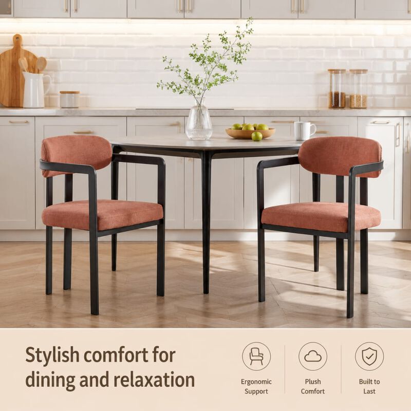 GOODSILO Mid-Century Upholstered Dining Chairs Set of 2, Ergonomic Seating for Kitchen Dining Space with Durable Build image number 4