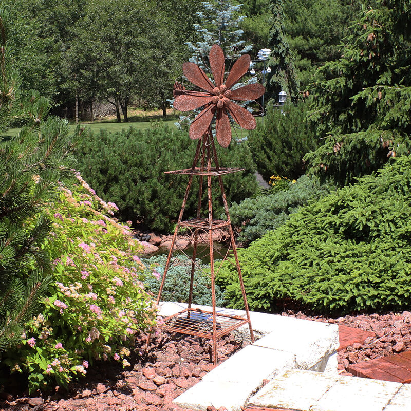 Sunnydaze Rustic Windmill Indoor/Outdoor Metal Garden Statue - 51 in