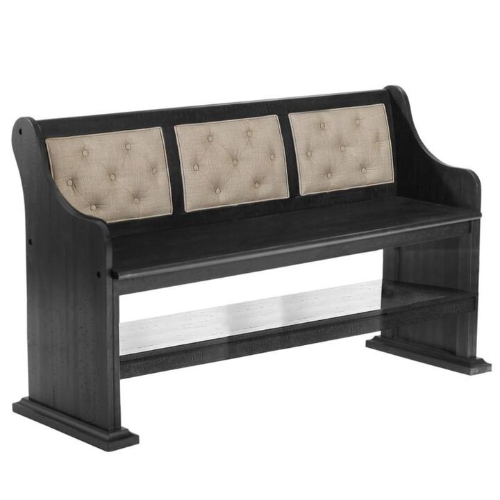 Best Quality Furniture Counter height dining bench with beige linen fabric