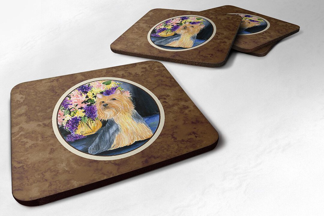 Caroline's Treasures SS8293FC Silky Terrier Foam Coasters (Set of 4), 3.5 H x 3.5 W, Multicolor