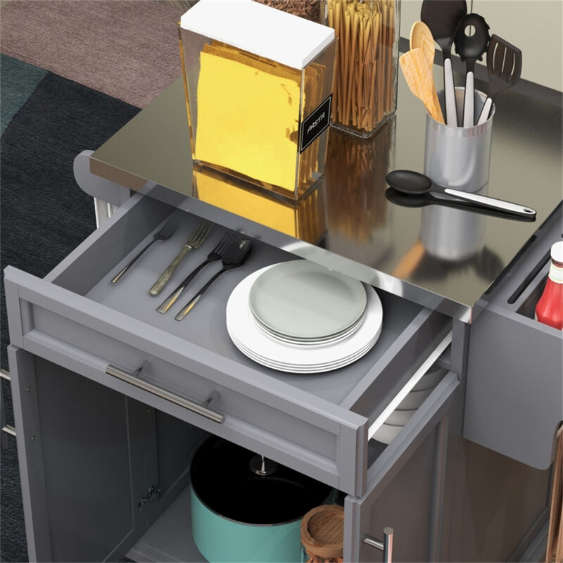 Kitchen Cabinet & Island with Storage Versatile Organizer for Food Prep & Dining image number 5