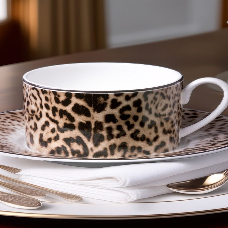 Tea Cup & Saucer JAGUAR Set of 2 in Luxury Box diam. 3.3", H 2.3", cap. 7.5 oz, Saucer diam. 6" image number 2